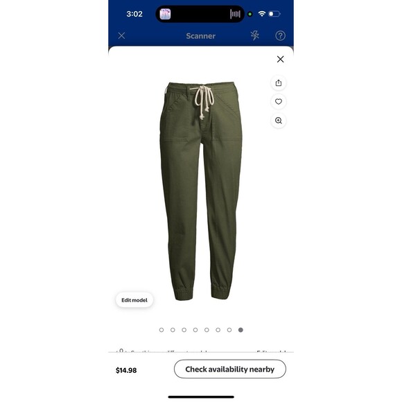 No Boundaries Juniors’ High-Rise Utility Cropped Joggers, Green Size XXL - Picture 3 of 6